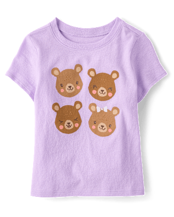 Baby And Toddler Girls Bear Graphic Tee
