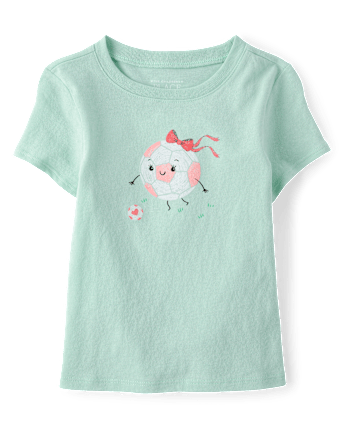 Baby And Toddler Girls Soccer Ball Graphic Tee