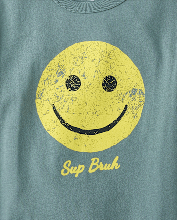 Boys Sup Bruh Happy Face Graphic Tee