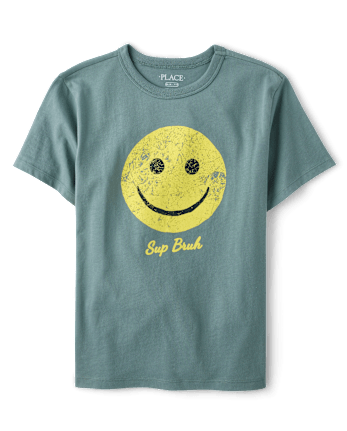 Boys Sup Bruh Happy Face Graphic Tee