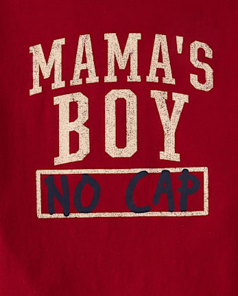 Boys Mama's Boy No Cap Graphic Ringer Tee