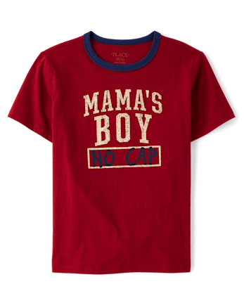 Boys Mama's Boy No Cap Graphic Ringer Tee