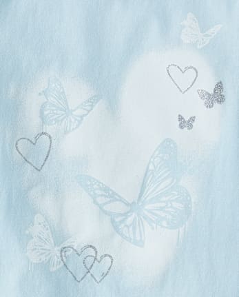 Girls Butterfly HeartGraphic Tee