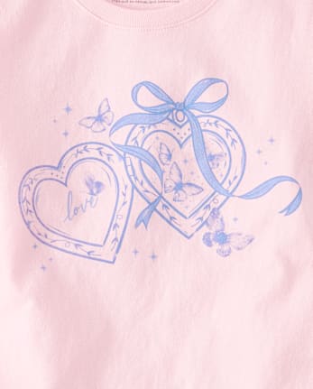 Girls Heart Locket Graphic Tee