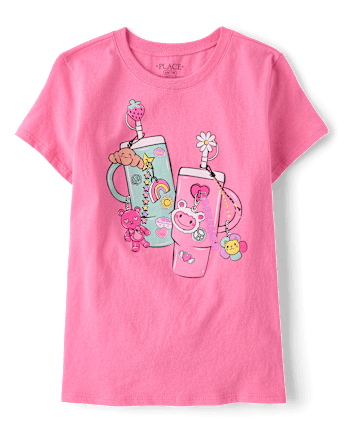 Girls Water Bottles Graphic Tee