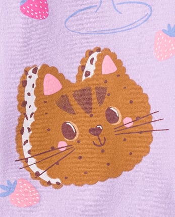 Girls Cat Ice Cream Graphic Tee