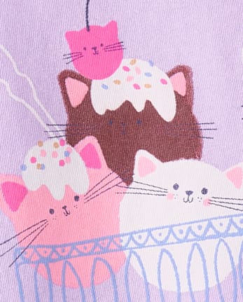 Girls Cat Ice Cream Graphic Tee