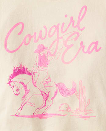 Girls Cowgirl Era Boxy Cropped Graphic Tee