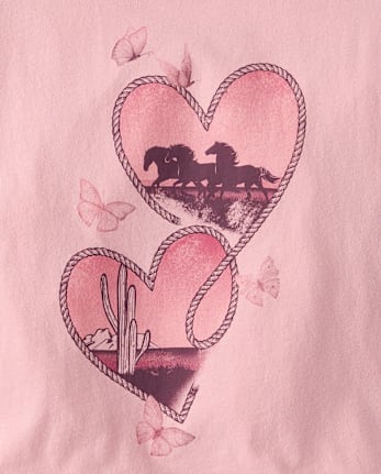 Girls Western Hearts Relaxed Cropped Graphic Tee