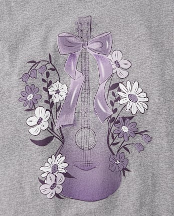 Girls Guitar Relaxed Cropped Graphic Tee