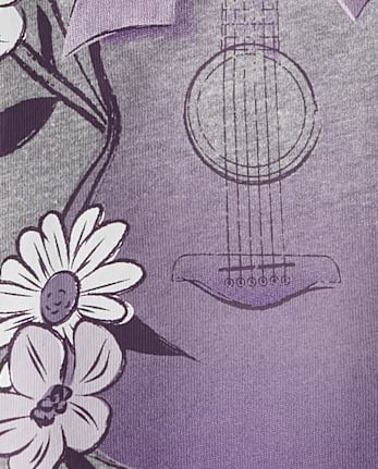 Girls Guitar Relaxed Cropped Graphic Tee