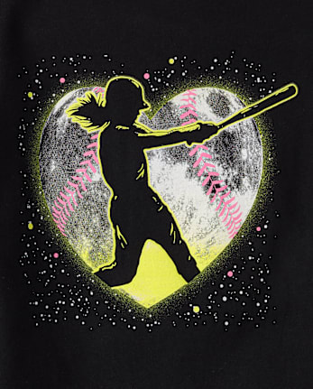Girls Softball Relaxed Graphic Ringer Tee