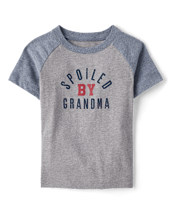 Baby And Toddler Boys Marled Spoiled By Grandma Graphic Raglan Tee