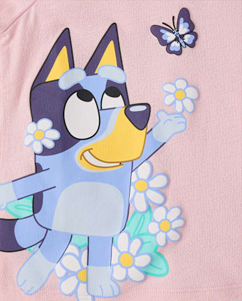 Baby And Toddler Girls Bluey Flowers Graphic Tee