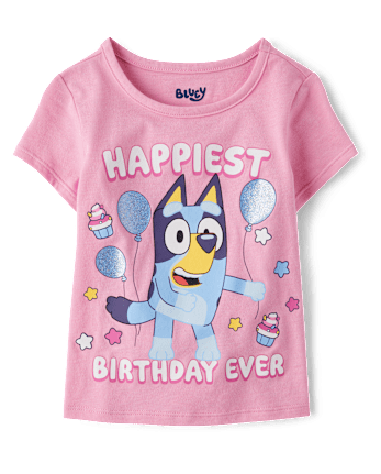 Baby And Toddler Girls Blueyâ¢ Birthday Graphic Tee