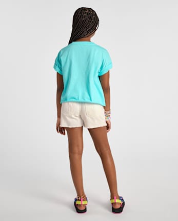Girls Ripped Shortie Jean Shorts