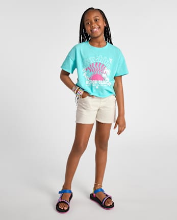 Girls Ripped Shortie Jean Shorts