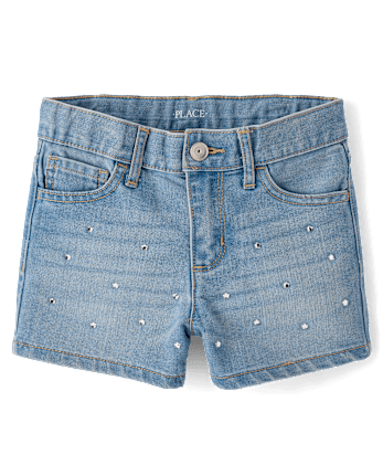 Short en jean à strass et étoiles pour filles