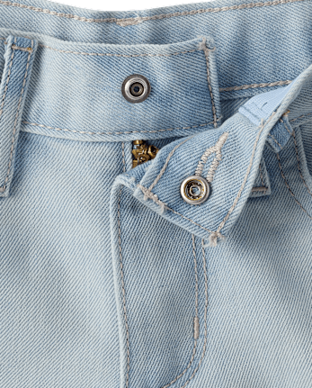 Girls Crochet Roll Cuff Shortie Jean Shorts