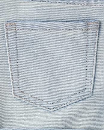 Girls Crochet Roll Cuff Shortie Jean Shorts