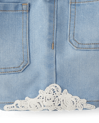 Girls Crochet Medallion Shortie Jeans Shorts