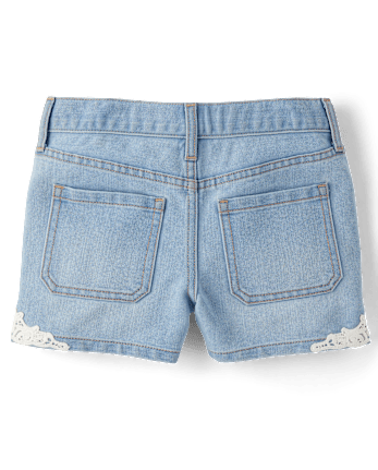 Girls Crochet Medallion Shortie Jeans Shorts