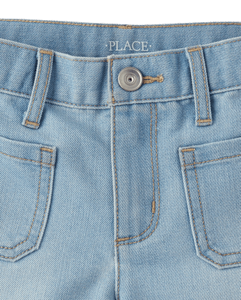 Short en jean à médaillon crocheté pour filles