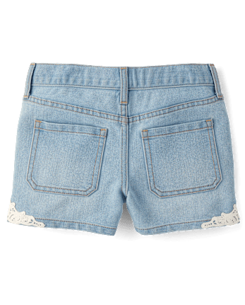 Girls Crochet Medallion Shortie Jeans Shorts