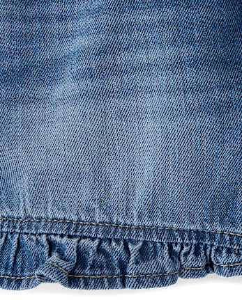 Girls Ruffle Pull On Shortie Jean Shorts