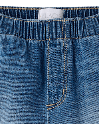 Girls Ruffle Pull On Shortie Jean Shorts