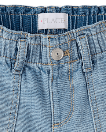 Short en jean taille haute pour filles