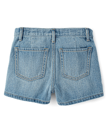 Girls Faux Wrap Denim Skort