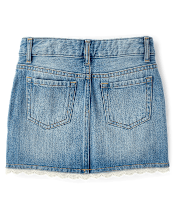 Girls Crochet Denim Skort