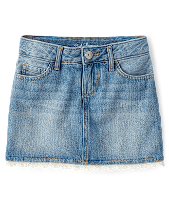 Girls Crochet Denim Skort