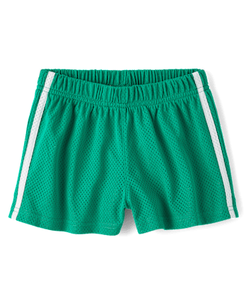 Girls Quick Dry Side Stripe Mesh Lined Active Shorts