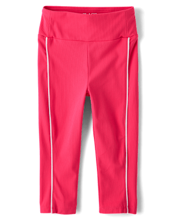 Girls Contrast Ribbed Capri Leggings