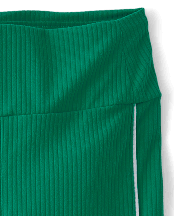 Girls Contrast Ribbed Capri Leggings
