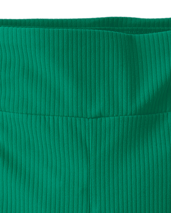 Girls Contrast Ribbed Capri Leggings