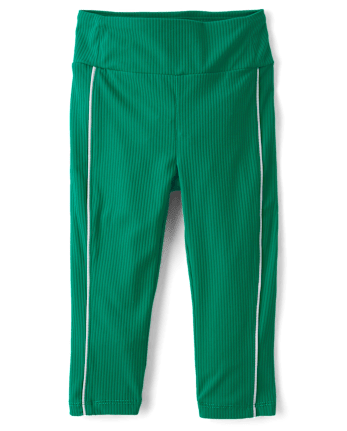 Girls Contrast Ribbed Capri Leggings