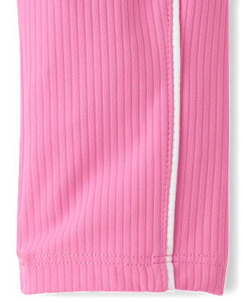 Girls Contrast Ribbed Capri Leggings