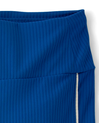 Girls Contrast Ribbed Capri Leggings