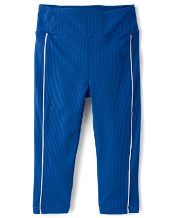 Girls Contrast Ribbed Capri Leggings