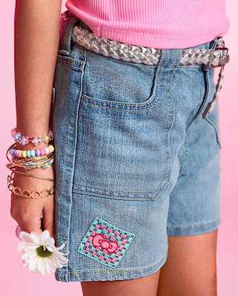 Short en jean midi brodé Hello Kitty® pour filles