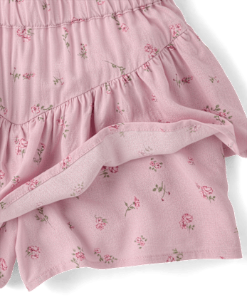 Girls Floral Tiered Flowy Skort