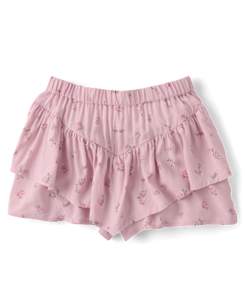 Girls Floral Tiered Flowy Skort
