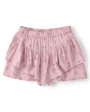 Girls Floral Tiered Flowy Skort