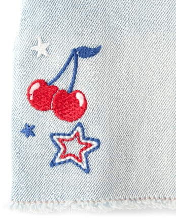 Girls Hello Kitty® Embroidered Icon Shortie Jean Shorts