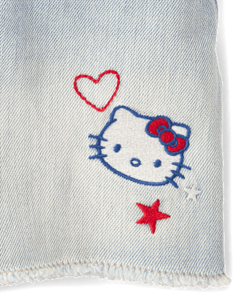 Girls Hello Kitty® Embroidered Icon Shortie Jean Shorts