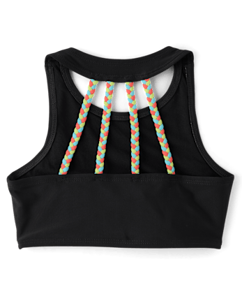 Maillot de bain tankini tressé contrasté pour filles