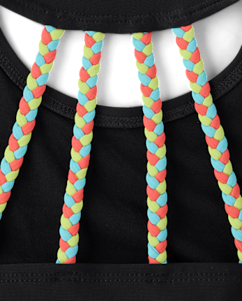 Maillot de bain tankini tressé contrasté pour filles